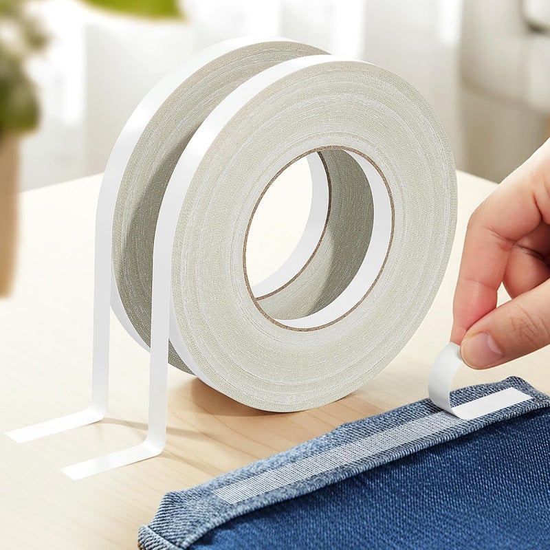 Hoacm 2PCS Hem Tape for Pants, 1/2 Inch x 105Ft Double Sided Tape for Clothes, No Sewing No Ironing,Strong Adhesive Hemming Tape for Pants, Curtains, Clothes, Carpet, Sofa Covers, Arts - Image 1